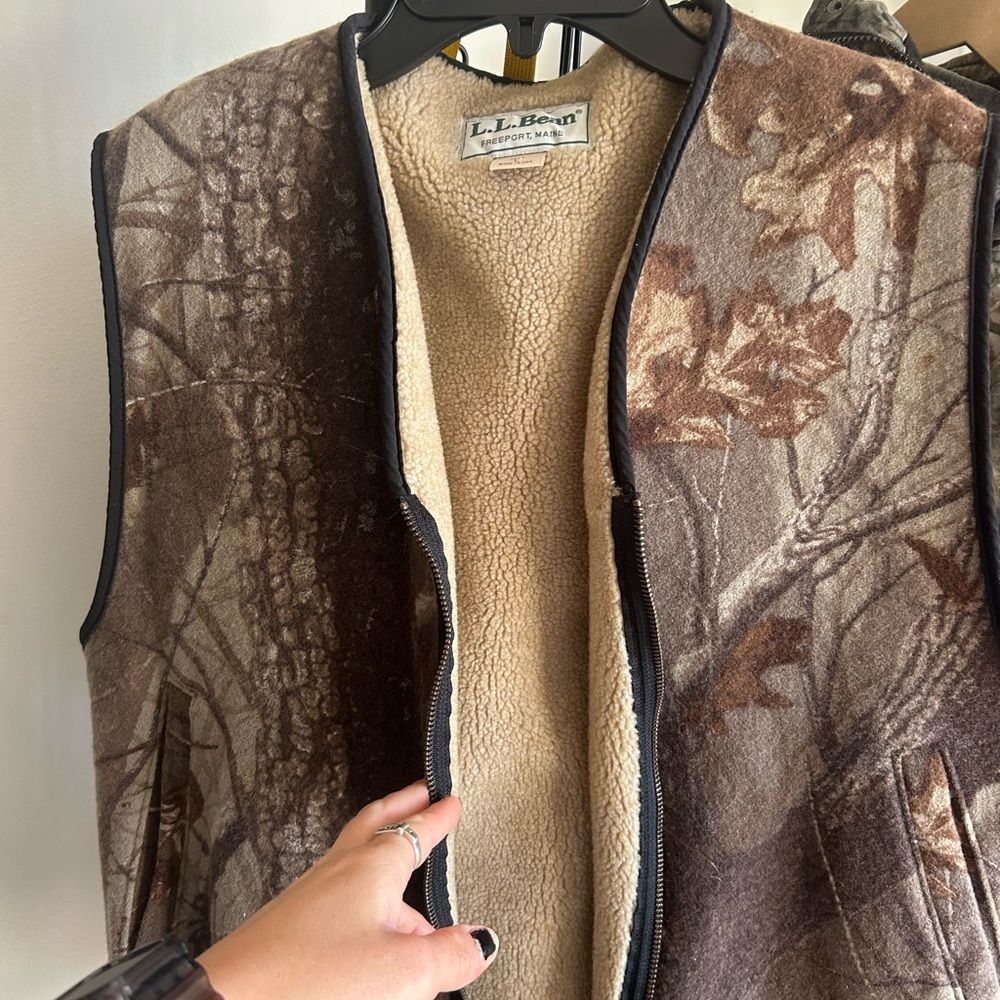 L.L. Bean Camouflage Vest with Cream Lining